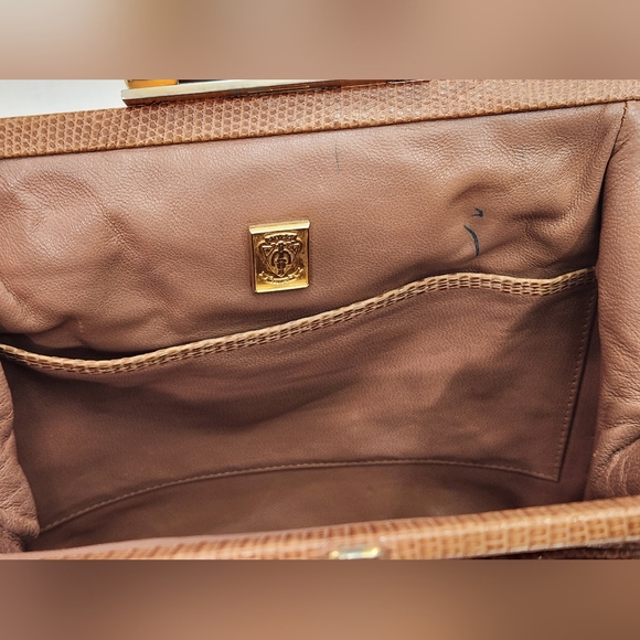 Gucci Lizard Exotic Leather Evening Bag Chain Purse Shoulder Crossbody Carmel - Picture 8 of 12